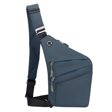 Imagem de Bolsa de peito masculina antifurto - Mochila de ombro único nas axilas, bolsa transversal segura, Ombro esquerdo verde, One Size