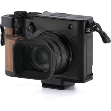 Imagem de Tilta Gaiola de câmera vintage compatível com Fujifilm GFX100RF – Kit de viagem, preto | Suporte em L com cabo de madeira, placa superior, alça de polegar para sapato, adaptador ARCA, fivelas de alça