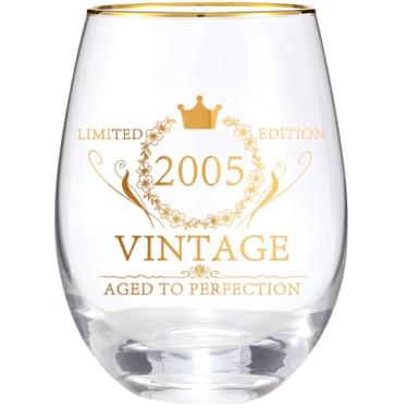 Imagem de Presentes de aniversário de 21 anos para mulheres - Ideias de presente de aniversário de 21 anos, taças de vinho tinto gravadas vintage 2005, presentes de aniversário de 21 anos para ela, decorações