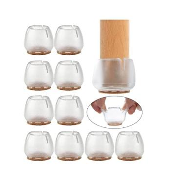 Imagem de 10 PEÇAS Protetores de Pé Móvel Silicone com Feltro Protetoras Cadeira para Pisos Madeira Maciça Cerâmica Linóleo Superfícies Duras Pernas Móveis Redo