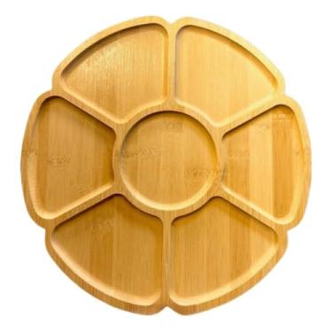 Imagem de Tábua Petisco Tipo Bambu MDF 29cm Petisqueira com 7 Divisórias para Frios Churrasco Amendoim Multiuso Gamela(2,Petisqueira Flower)