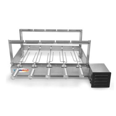 Imagem de Kit Churrasqueira Gira Grill Giratório 5 Espetos Inox Com 1 Espeto Gre