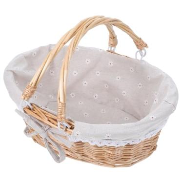 Imagem de GLEAVI Cesta de piquenique de vime, armazenamento de frutas, tecida à mão para cozinha, cesta rústica para decoração de jardim e jantar ao ar livre