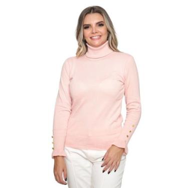 Imagem de Blusa Feminina Tricot Gola Alta Manga Botão Tendência Inverno - GIP, R