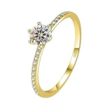 Imagem de Anel De Noivado E Casamento Feminino Em Prata Esterlina 925 Com Zircôn