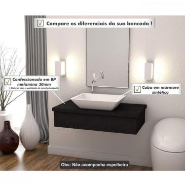 Imagem de Conjunto Bancada Para Banheiro 80cm Com Cuba Rt45 800w Metrópole Compace Preto Onix