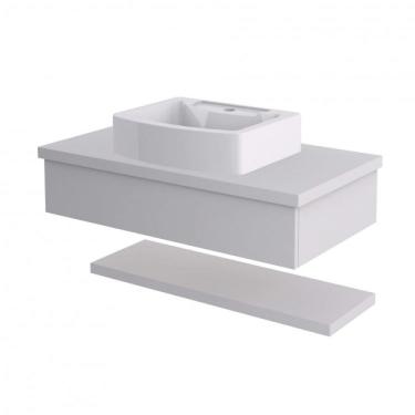 Imagem de Bancada para Banheiro 80cm com Cuba Aria e Prateleira 805w Metrópole Compace