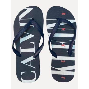 Imagem de Chinelo Calvin Klein Swimwear Serif Font Logo Azul Marinho-Masculino