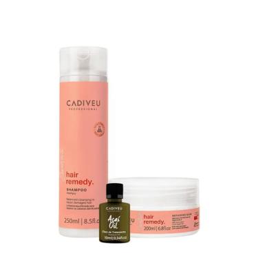Imagem de Kit Cadiveu Essentials Hair Remedy Shampoo Máscara e Açaí Oil (3 produ