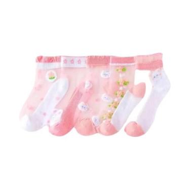 Imagem de Meias De Verão Para Meninas Bebê, 5 Pares, Finas, De Seda Gelada, Malh