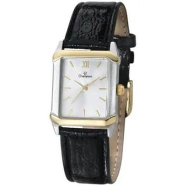 Imagem de Relógio Champion prata e dourado pulseira de couro unissex CH22751S-Feminino