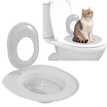 Imagem de Kit de treinamento de assento de vaso sanitário para gatos treinador de plástico lavável reutilizável fácil instalação design removível estável durável sistema de trem para animais de estimação para