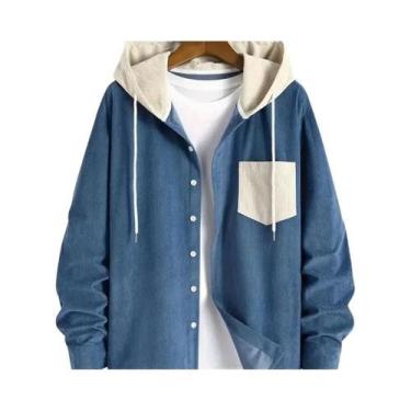 Imagem de Jaqueta Masculina De Veludo Cotelê Com Capuz, Tendência De Moda Primav
