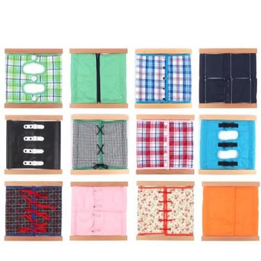 Imagem de ZQsmgs Moldura de roupa Montessori Aprender Habilidades Básicas de Vestir Desenvolver Habilidades Motoras Finas e Independência,12 pcs