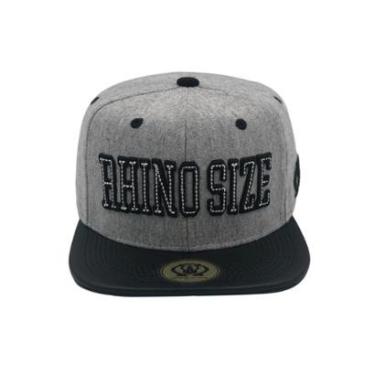 Imagem de Boné Snapback Cinza Aba Reta De Couro Rhs-367 Rhino Size-Unissex