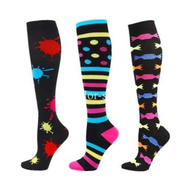 Imagem de Meias De Compressão Para Mulheres E Homens, 3 Pares, 20-30mmHg, Altura