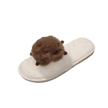 Imagem de Pantufa feminina casual aberta capibala quente outono inverno uso doméstico confortável, Branco, 36