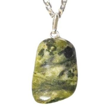 Imagem de Colar Pedra Serpentinita Natural Montagem Pino Prata 950 - CristaisdeC