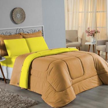 Imagem de Kit Edredom Dupla Face + Jogo de Lençol King Nobre 6 peças Malha 100% 