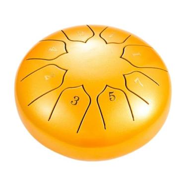Imagem de JunZheHub Tambor de Língua de aço, Tambor de aço Hanpan, Instrumento de Percussão de Mão em aço Carbono, Produz Um Som Calmante, Inclui Baquetas, Bolsa para, Ouro