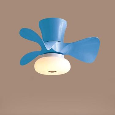 Imagem de Ventilador de teto silencioso para quarto infantil com iluminação, controle remoto e luminária integrada para sala de estar, restaurante e quarto infantil (azul).
