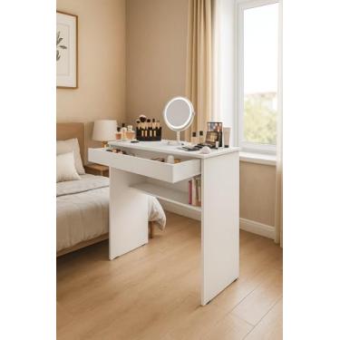 Imagem de Penteadeira Multiuso Virgínia Estilo Escrivaninha - Compacta e Funcional (Branco)