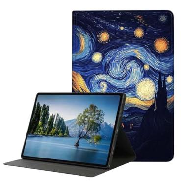 Imagem de DHEEBFWE Capa para Samsung Galaxy Tab A11 Plus/A9 Plus 28 cm 2025/2023, capa fina de couro PU leve com despertar/hibernar automaticamente, ângulos de visualização ajustáveis. Noite estrelada de Van