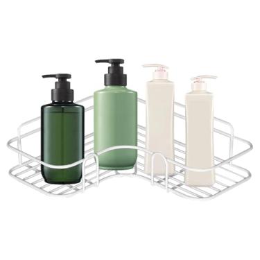 Imagem de Prateleira de Chuveiro | Triangular Adesivo Sem Furação,Prateleira Armazenamento Canto Para Casa Banho - Para Shampoo Condicionador Gel De Banho Apartamento Dormitório Casa Alugada