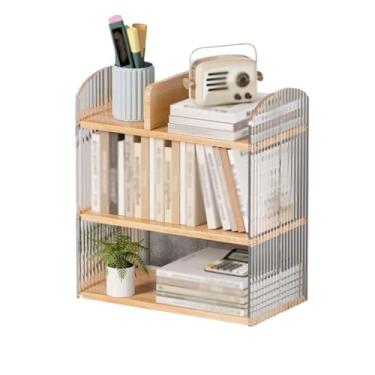 Imagem de Estante de armazenamento, placa de densidade, prateleira de mesa, com defletor de plástico, organizador de prateleira, armazenamento simples para escritório, casa, cozinha, prateleira de livros (C40 x