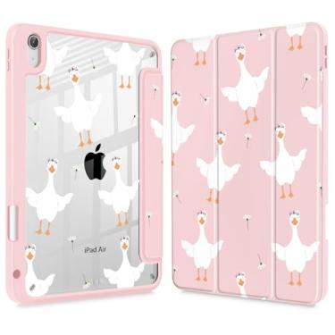 Imagem de May Chen Capa para iPad Air 11 (M3 2025 / M2 2024) 7º 6º, iPad Air 4 e 5 de 10,9 polegadas, 5º 4º (2022/2020), [Suporte de penceil] Suporte triplo para despertar/hibernar, capa traseira transparente