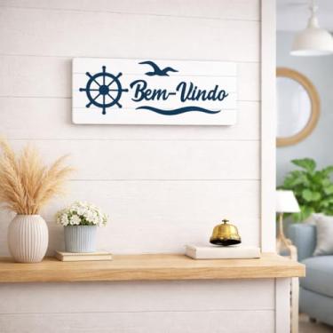 Imagem de Placa Decorativa Recepção Bem-Vindo Para Casa na Praia Hoteis Pousadas com Relevo 3D