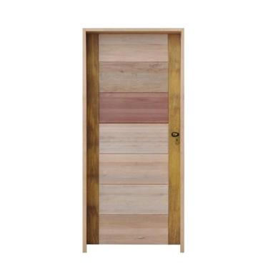 Imagem de Kit Porta de Madeira BBB 210x82cm Batente 14cm Fechadura Golf Rodam Ab