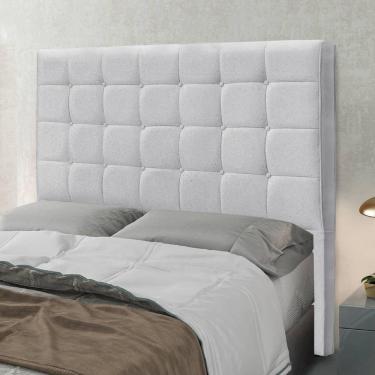 Imagem de Cabeceira Casal Queen Estofada Com Costura Bordada Em Tecido Linho Sonhare Lucadi Rústico Grígio