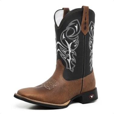 Imagem de Bota Texana Masculina Country Botina em Couro Cano Alto - JNA Shoes, M