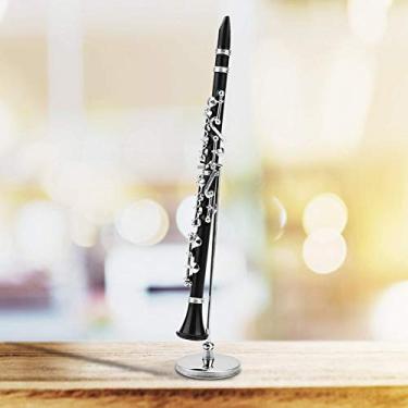 Imagem de Generic Modelo de Mini Clarinete de 16cm, Ornamento de Exibição Delicado para Decoração de Mesa e Amantes de Música, Com Suporte e Caixa para Presente, Material Durável