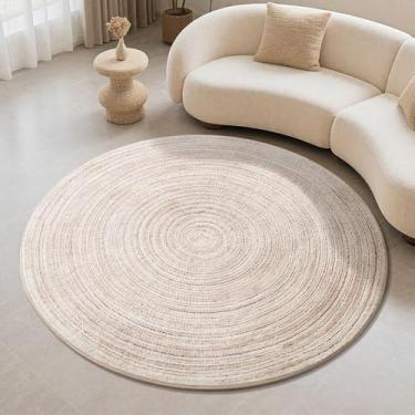 Imagem de Carvapet Tapete redondo de juta sintética de 1,5 m - Tapete redondo macio de 152 cm, cáqui, lavável na máquina, com suporte de borracha antiderrapante, tapete dobrável para sala de estar, quarto