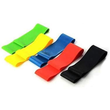 Imagem de Kit 5 Faixas Elásticas Band Com 5 Níveis Fisioterapia Treino