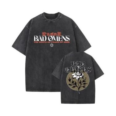 Imagem de Camiseta Gráfica Vintage Lavada Com Estampa Bad Omens Para Homens E Mu