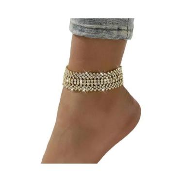 Imagem de Tornozeleira Feminina Moderna Com Múltiplas Fileiras De Strass Para Fe
