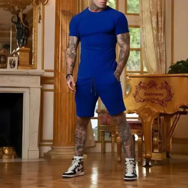Imagem de Conjunto De Roupas Esportivas Masculinas De Verão, Camiseta De Manga C