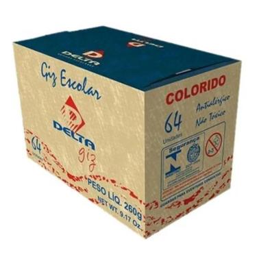 Imagem de Giz Escolar Colorido Com 64 Unidades Antialérgico Delta