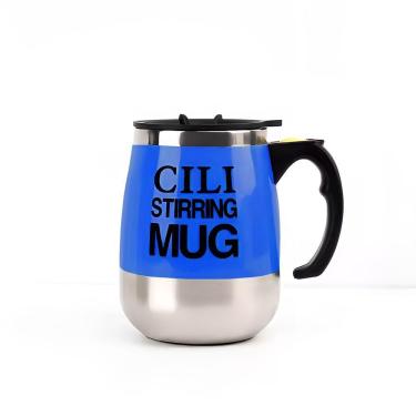Imagem de Caneca Misturadora Copo Mixer Magnético 400ml Recarregável Stirring Mug Xícara Elétrica Azul Escuro