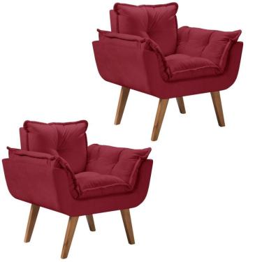 Imagem de Kit 2 Poltronas Opalla Pés Palito 1 Lugar D Salla Bordô