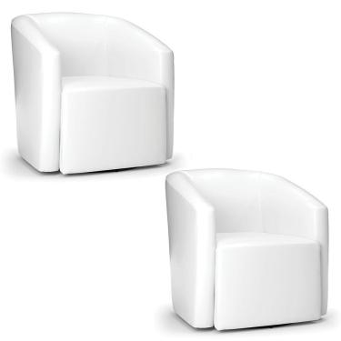 Imagem de Kit 2 Poltronas Stella Max Corano Base Giratória - D'rossi Cor Branco