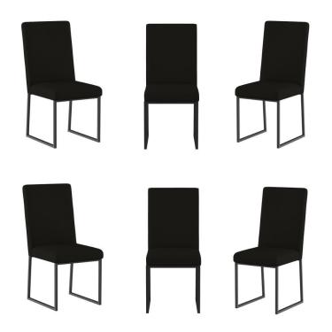 Imagem de Kit 6 Cadeiras Para Mesa De Jantar Base Industrial Preto Balaqui Preto