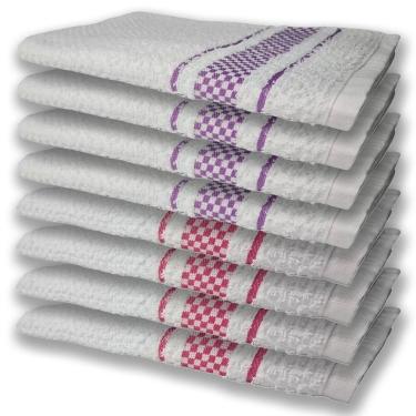 Imagem de 8 Panos De Prato Atoalhado Felpudo Premium 4 Rosa 4 Roxo