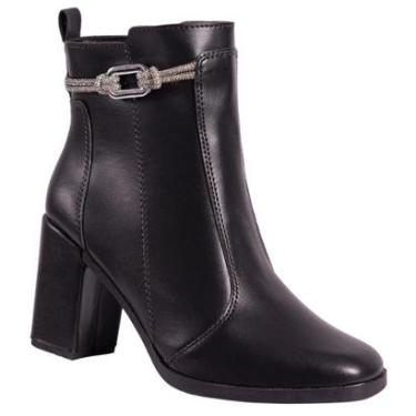 Imagem de Bota Feminina Salto Bloco Grosso Cano Curto Coturno Brilho-Feminino