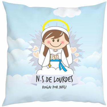 Imagem de Almofada Com Enchimento Oração Santinho Nossa Senhora de Lourdes - Fab