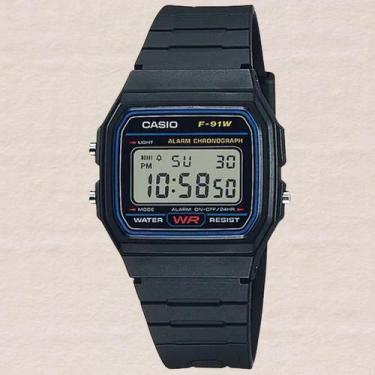 Imagem de Relógio Casio Masculino Digital F91W1DG Preto Original Resistente à Ág