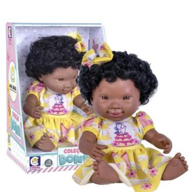 Imagem de Boneca Menina Bebê Coleçao Down Negra Cotiplas Brinquedo - Cotiplás